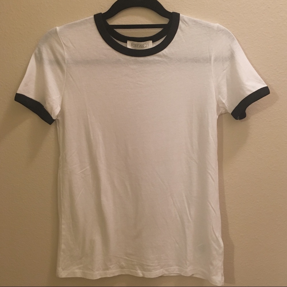 F21 Black and White Ringer Tee/Tshirt